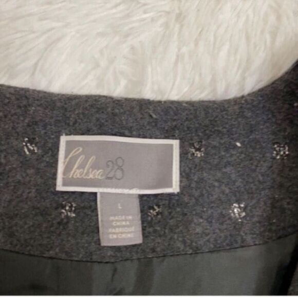 Chelsea28 Gray Crop Open Front Wool Blend Jacket (Size Large) - Picture 5 of 5